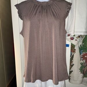 Adrianna Papell Brown Ruffle Sleeve Top